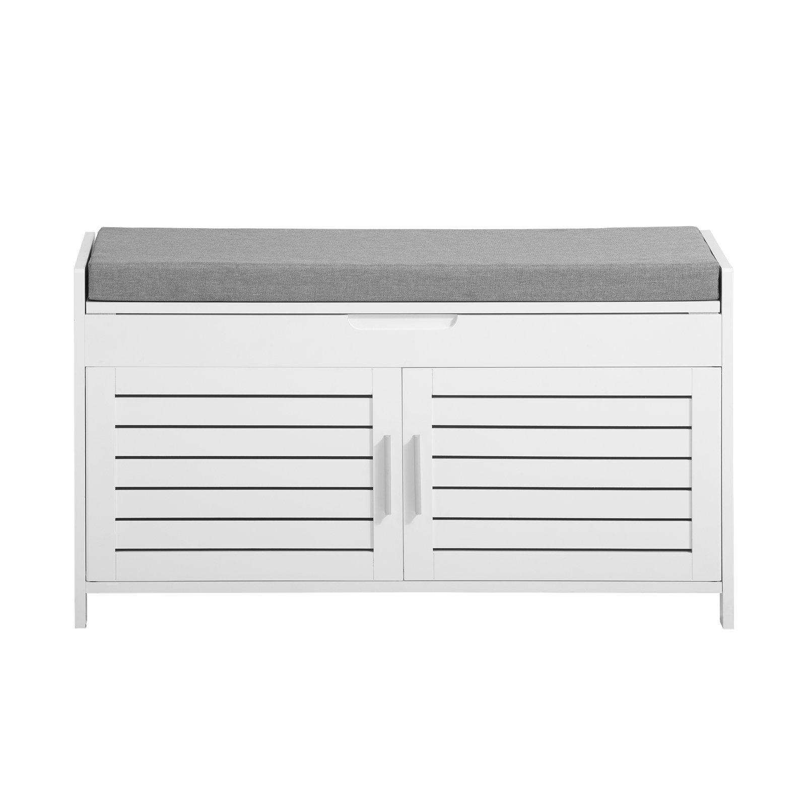 SoBuy 2 Door Folding Padded Seat Shoe Storage Bench - White