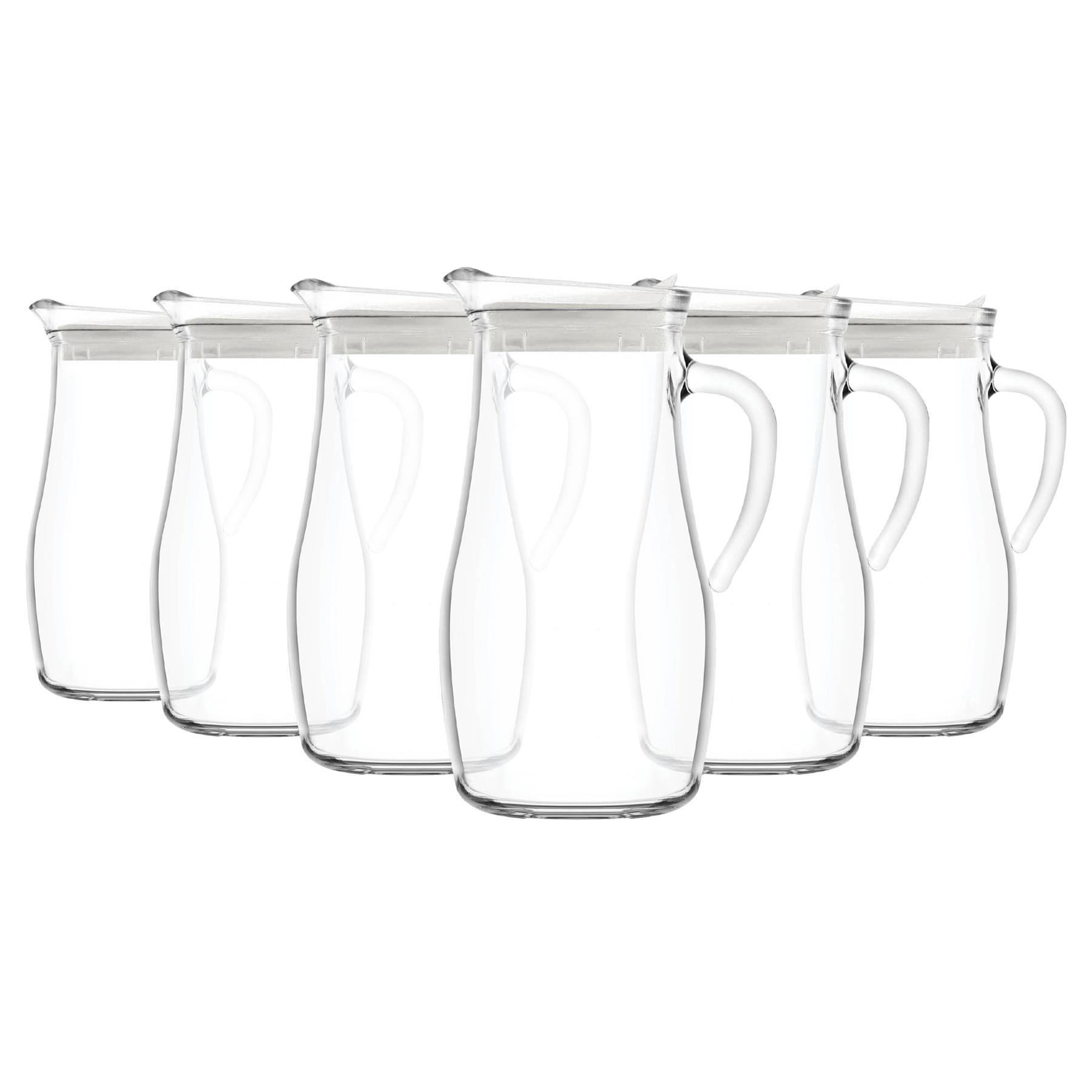 LAV Misket Glass Water Jugs with Silicone Lid - Clear/White - Pack of 6