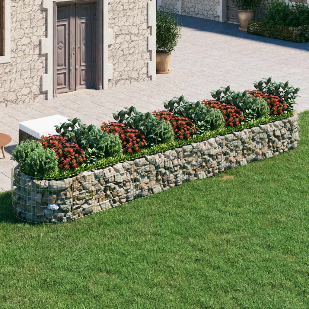 Walplus Galvanised Iron Gabion Raised Bed - Silver - 500 x 100 x 50 cm