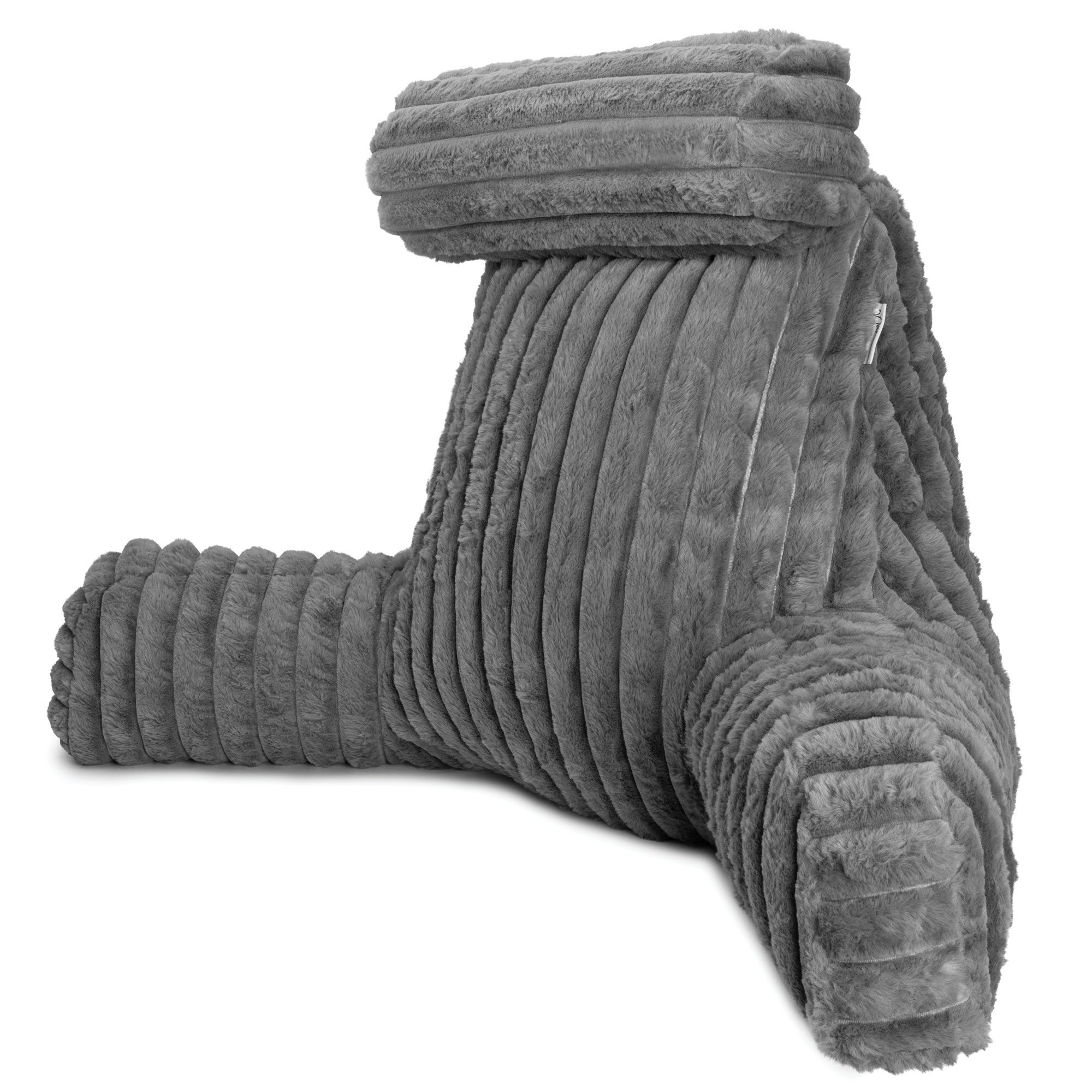 Aamira XL Memory Foam Reading Pillow With Headrest - Grey