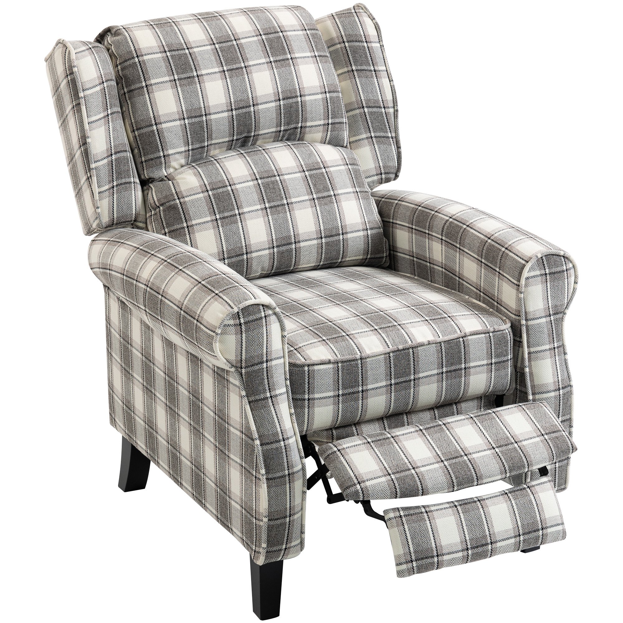 HOMCOM Farmhouse Recliner Armchair with Round Armrests - Grey and White