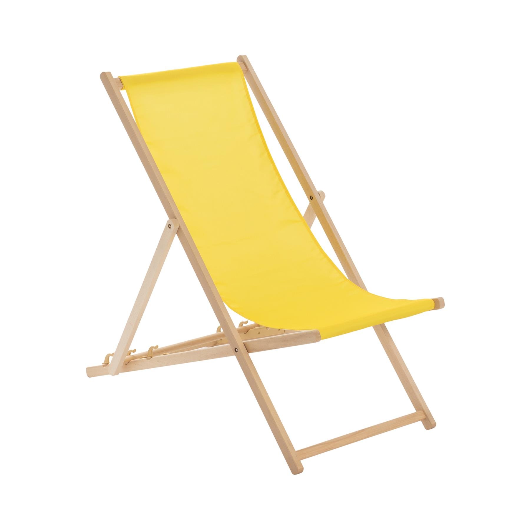 Harbour Housewares Folding Wooden Deck Chair - Yellow