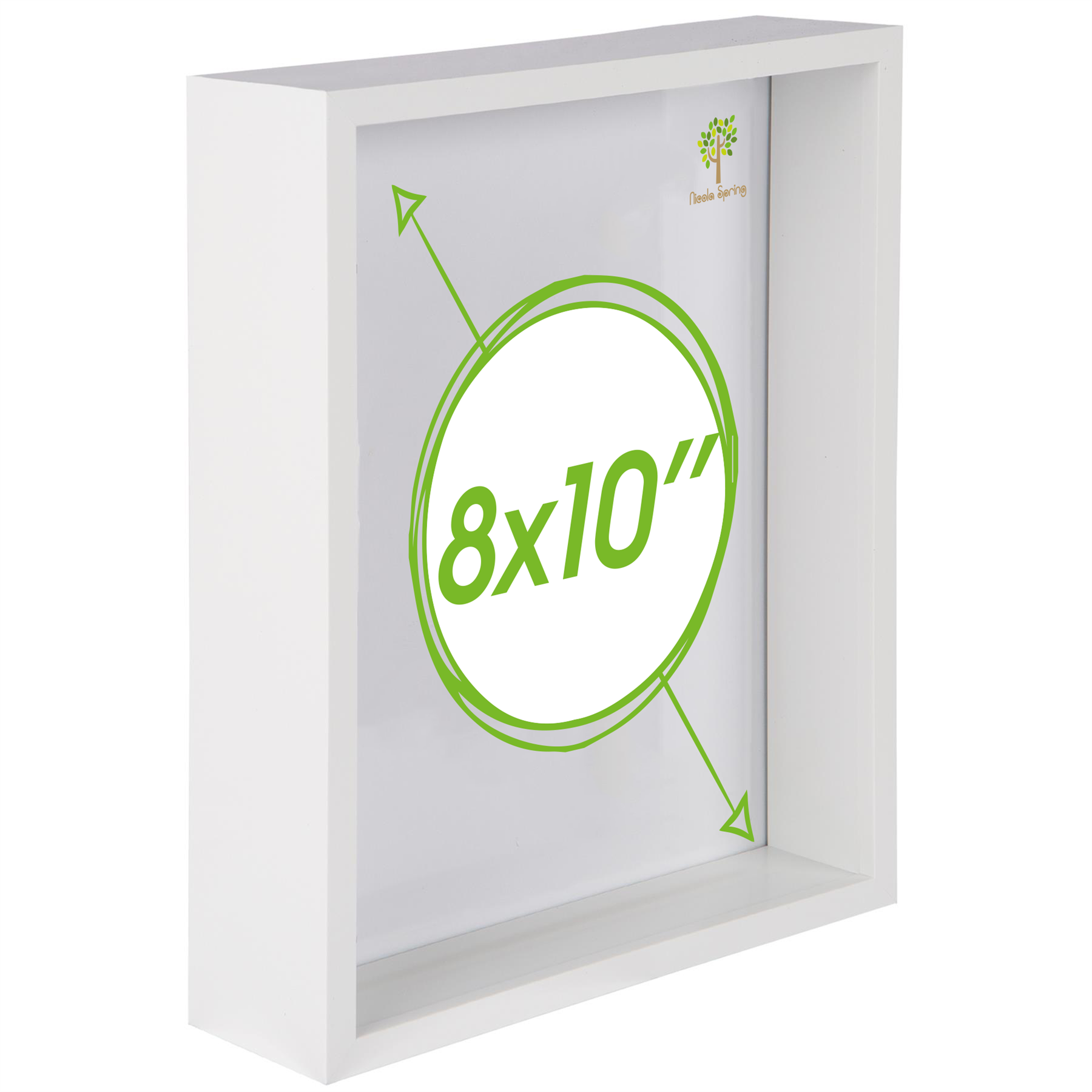 Nicola Spring 3D Deep Box Photo Frame 8" x 10" - White