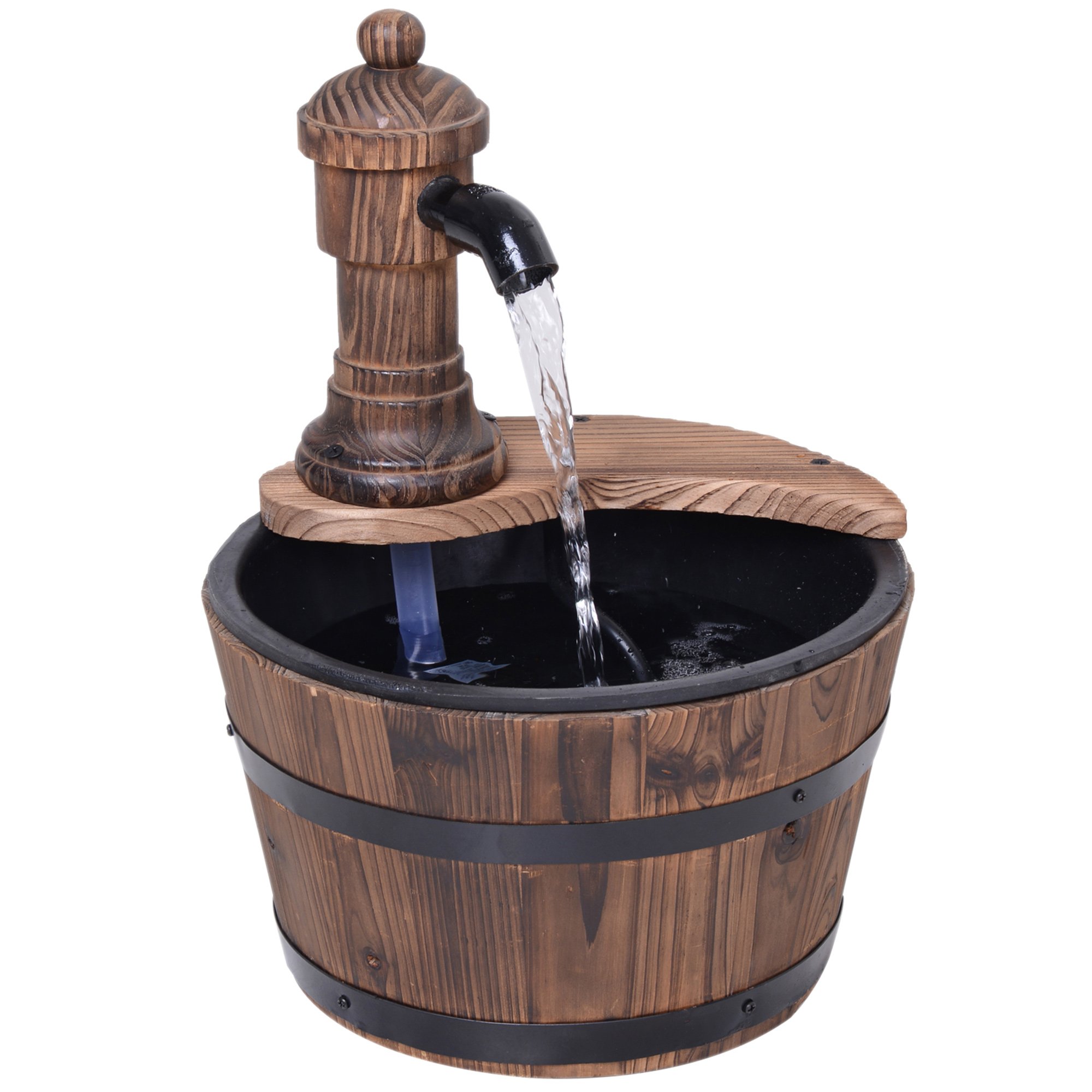 Outsunny Fir Wood Electric Water Fountain Type - Carbonised