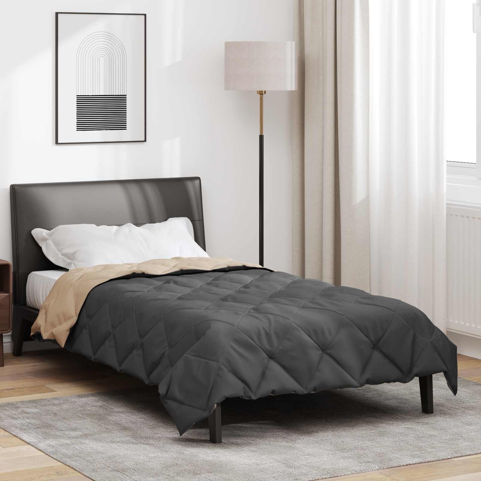 Walplus Summer Duvet and Microfibre - Anthracite and Taupe - 200 x 135 cm