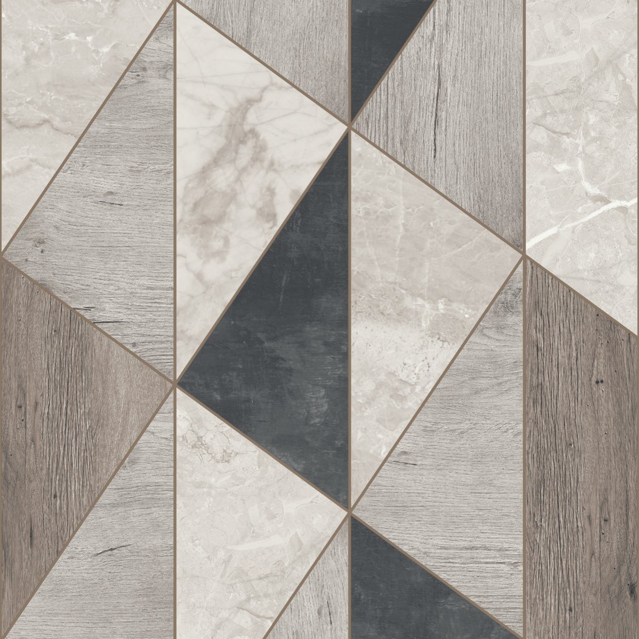 Grandeco Woodblock Geometric Vigo Textured Wallpaper - Grey