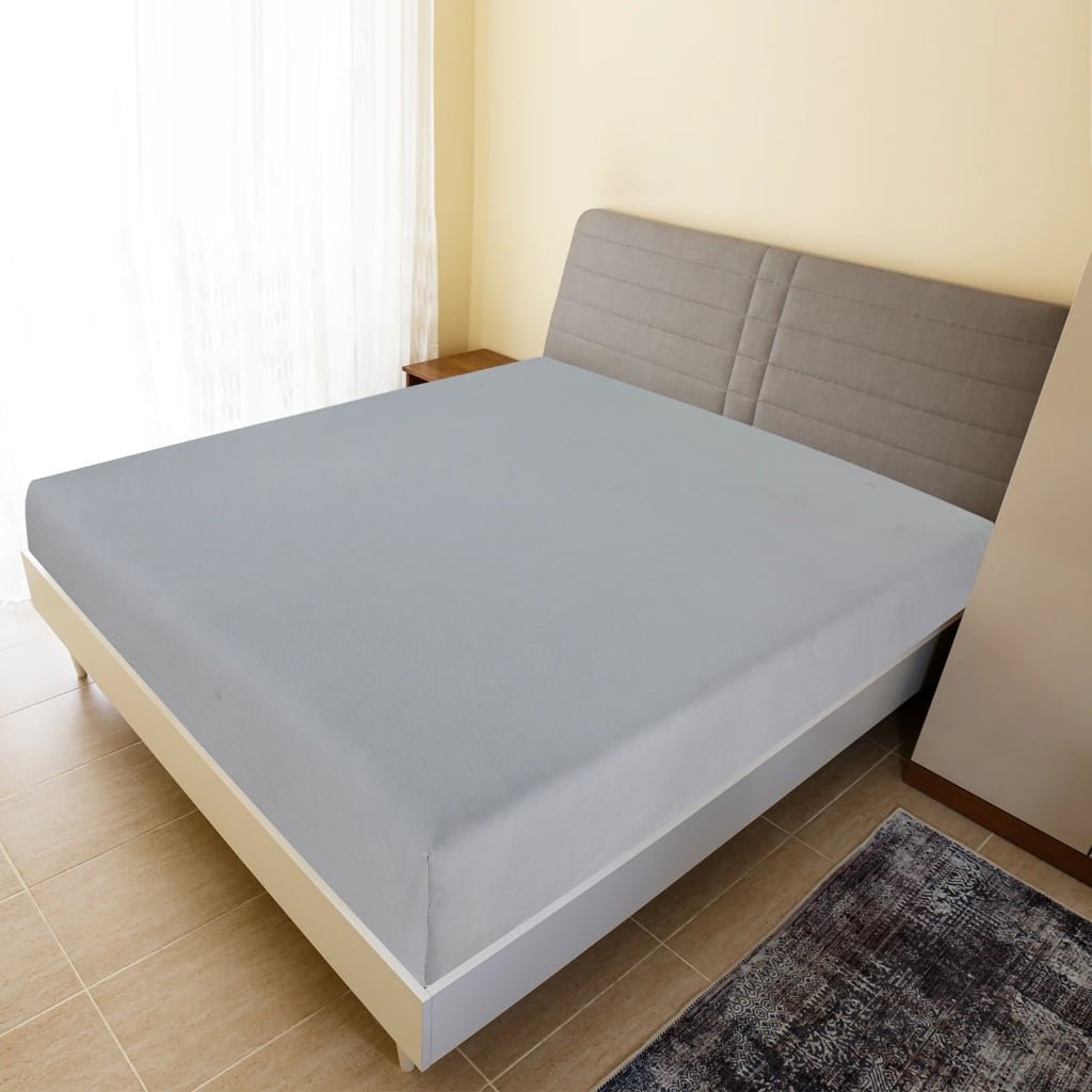 Walplus Pack of 2 Cotton Jersey Fitted Sheets - Grey - 100 x 200 cm