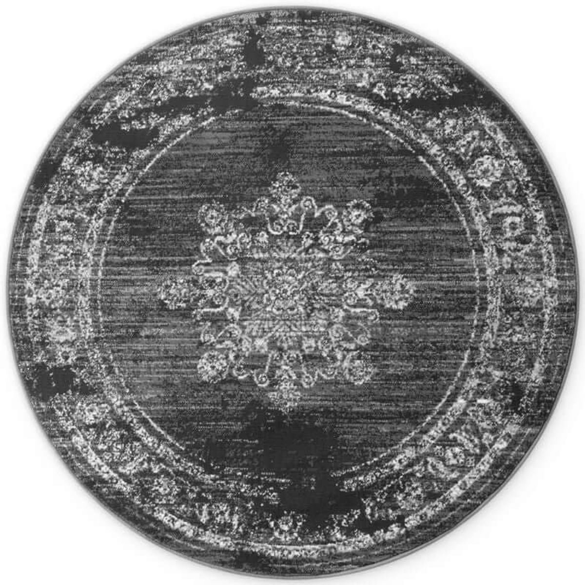 Hanse Home Dark Grey Gloria Lydia Vintage Oriental Round Rug - 120cm