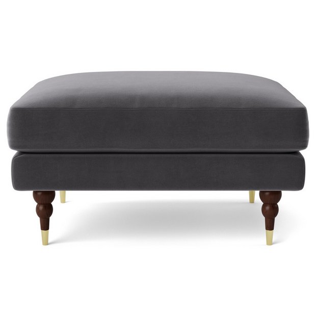 Buy Swoon Charlbury Velvet Ottoman Footstool Granite Grey