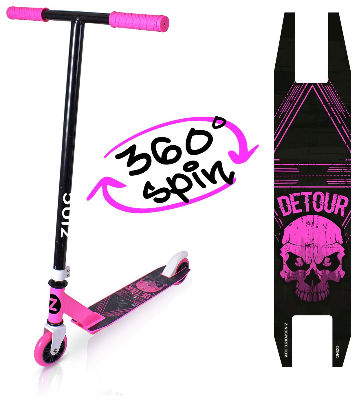 Zinc Detour Stunt Scooter - Pink
