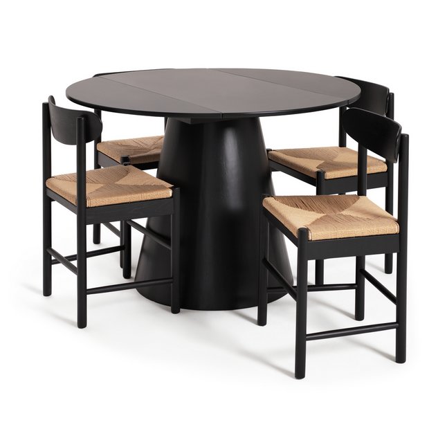 Black dining table and 4 chairs hot sale