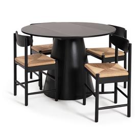 Habitat Iver Dining Table & 4 Hanna Black Chairs
