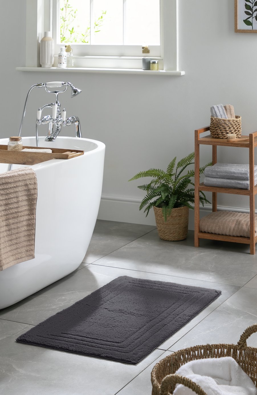 Habitat Cotton Deep Pile Tufted Bath Mat - Slate