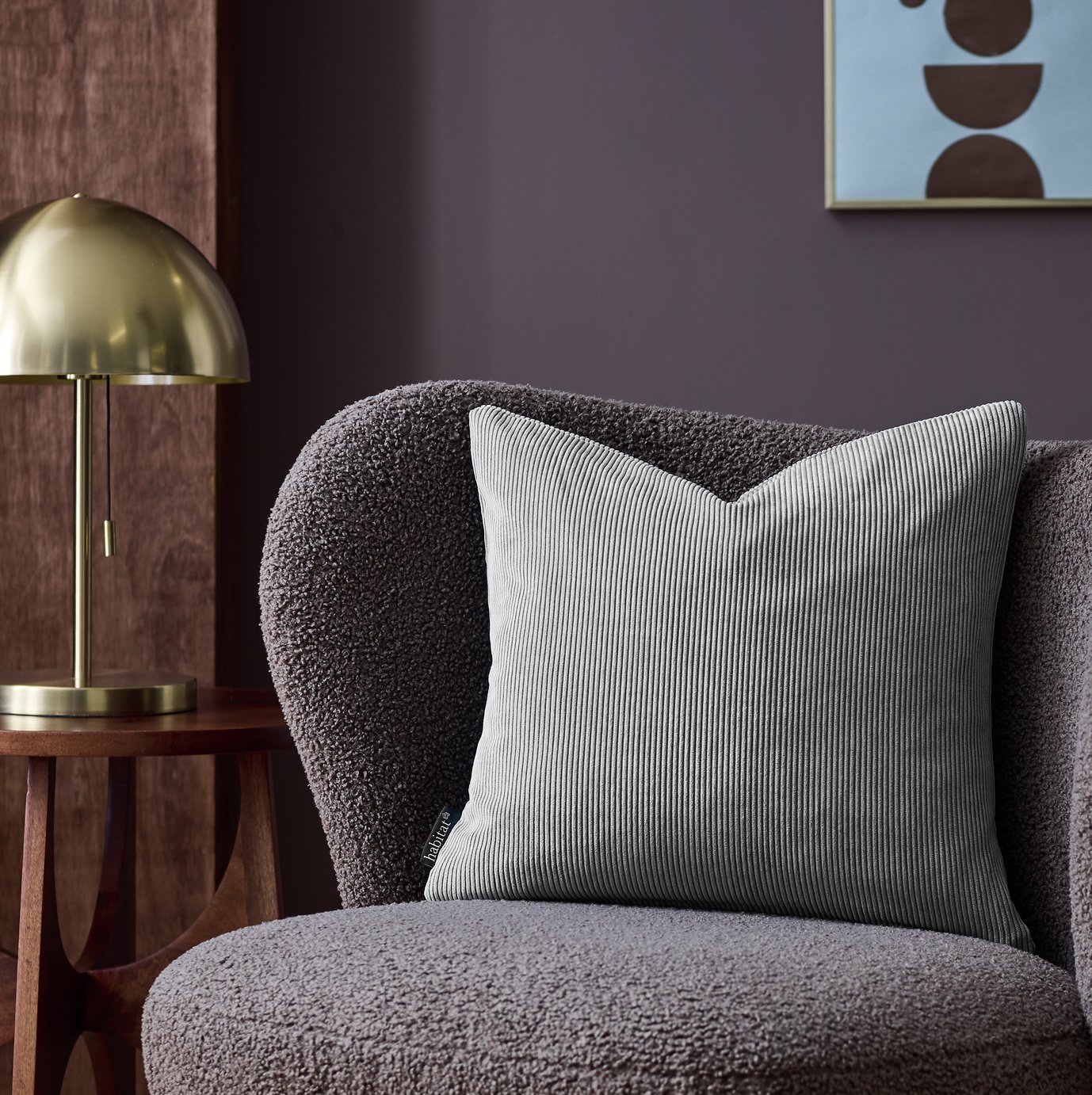 Habitat Cord Cushion Cover - Charcoal - 43x43cm