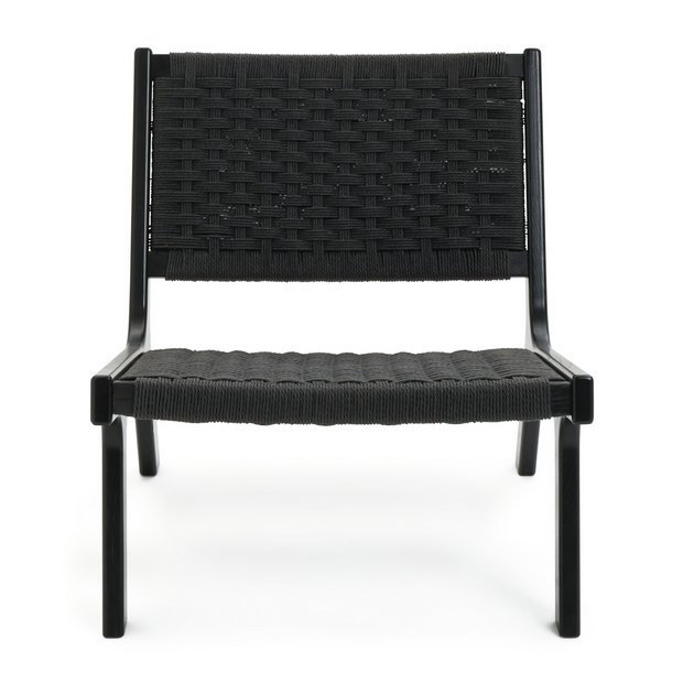 Buy Habitat Faro Woven Paper Rope and Oak Accent Chair Black