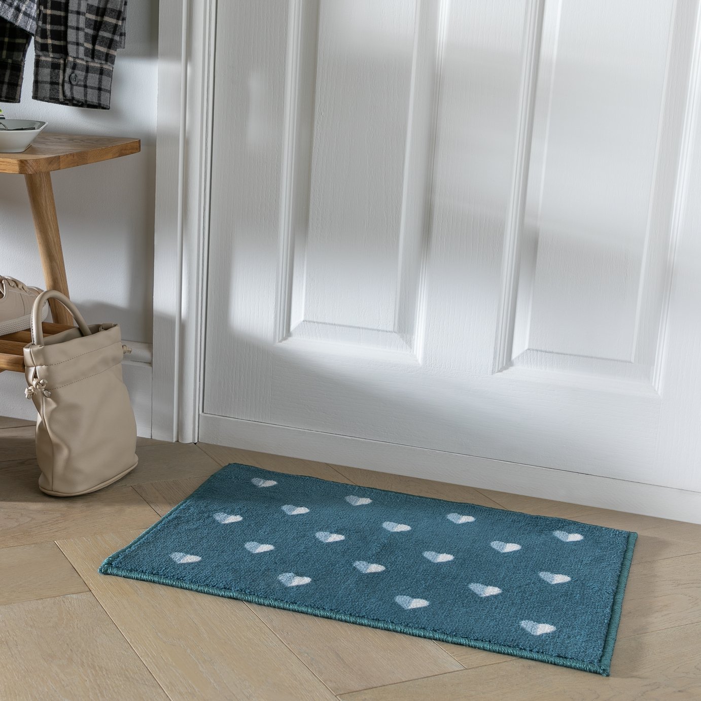 Argos Home Hearts Washable Grey Cut Pile Doormat - 57x40cm