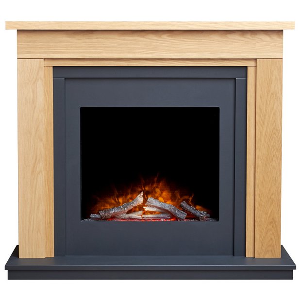 Buy Adam Brentwood Electric Fire Suite-Oak and Grey | Electric fires | Argos
