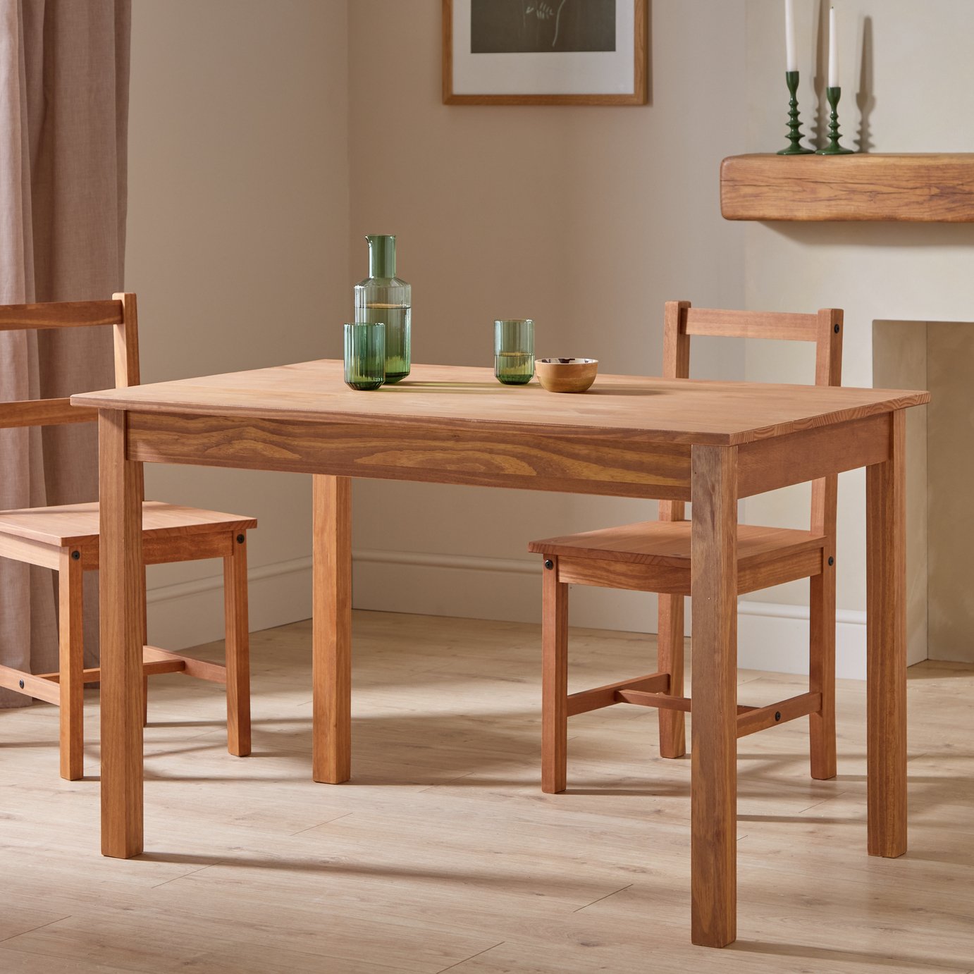 Argos Home Raye Solid Wood 4 Seater Dining Table - Natural