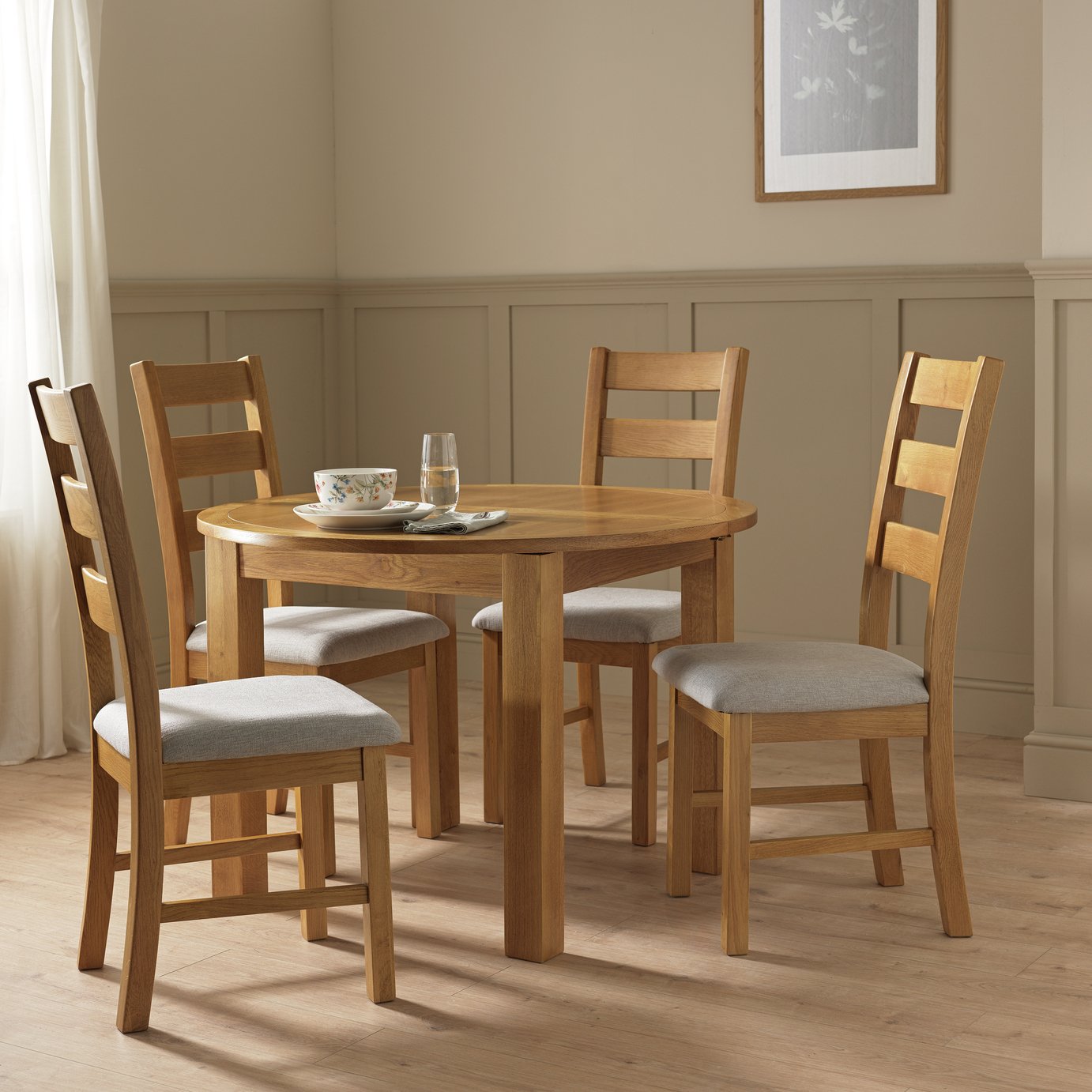 Argos Home Ashwell Extend Oak Dining Table & 4 Oak Chairs