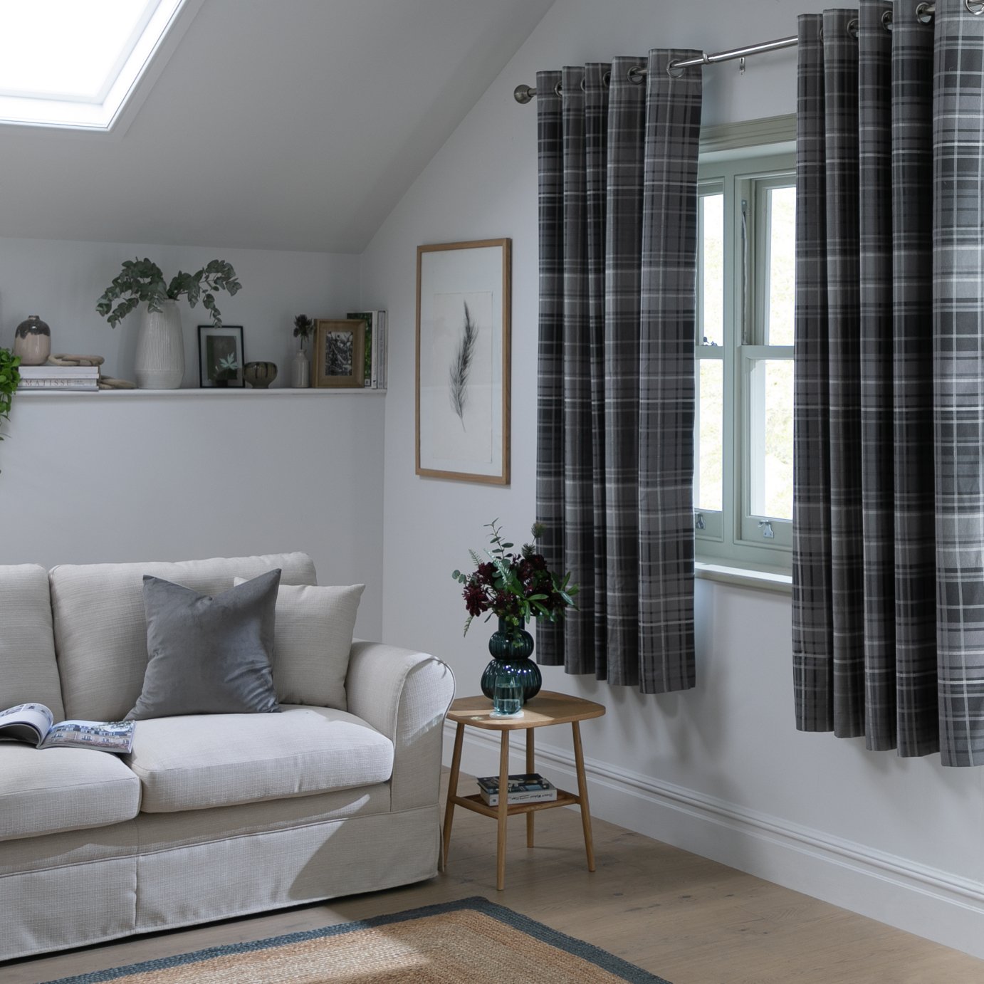 Habitat Traditional Check Fully Lined Eyelet Curtain