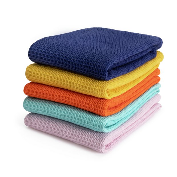 Buy Habitat Brights Waffle Pack of 5 Tea Towels | Tea towels, aprons and oven gloves | Argos