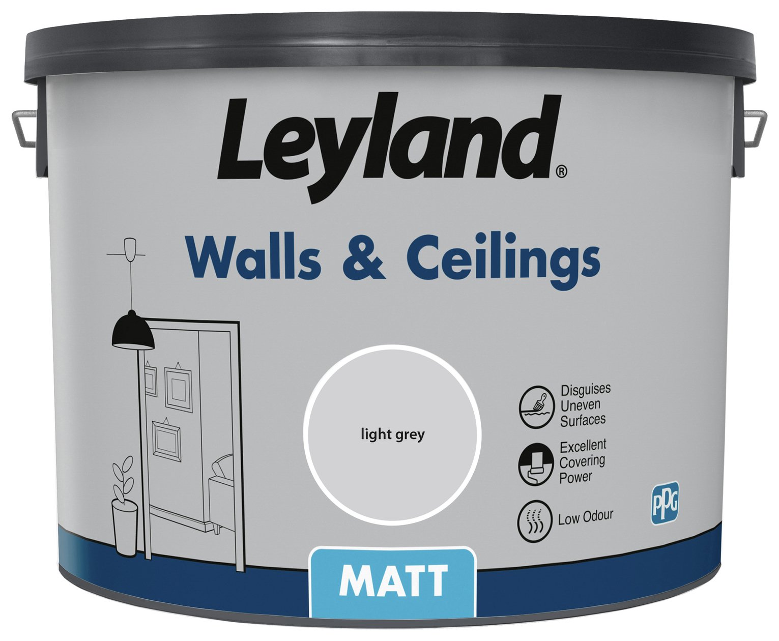 Leyland - Wall & Ceiling Matt Paint - Light Grey - 10L