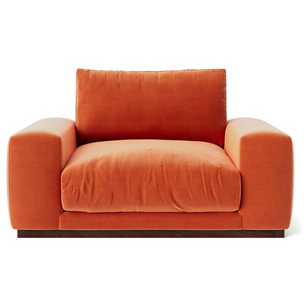 Orange velvet cuddle online chair