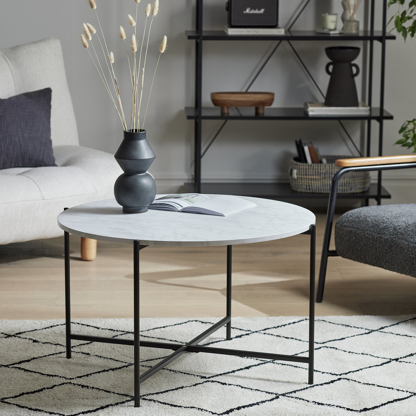 Argos Home Jules Round Coffee Table - Black & White