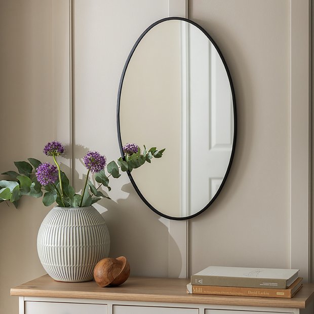 Buy Habitat Black Oval Wall Mirror 65x40cm Wall mirrors Argos