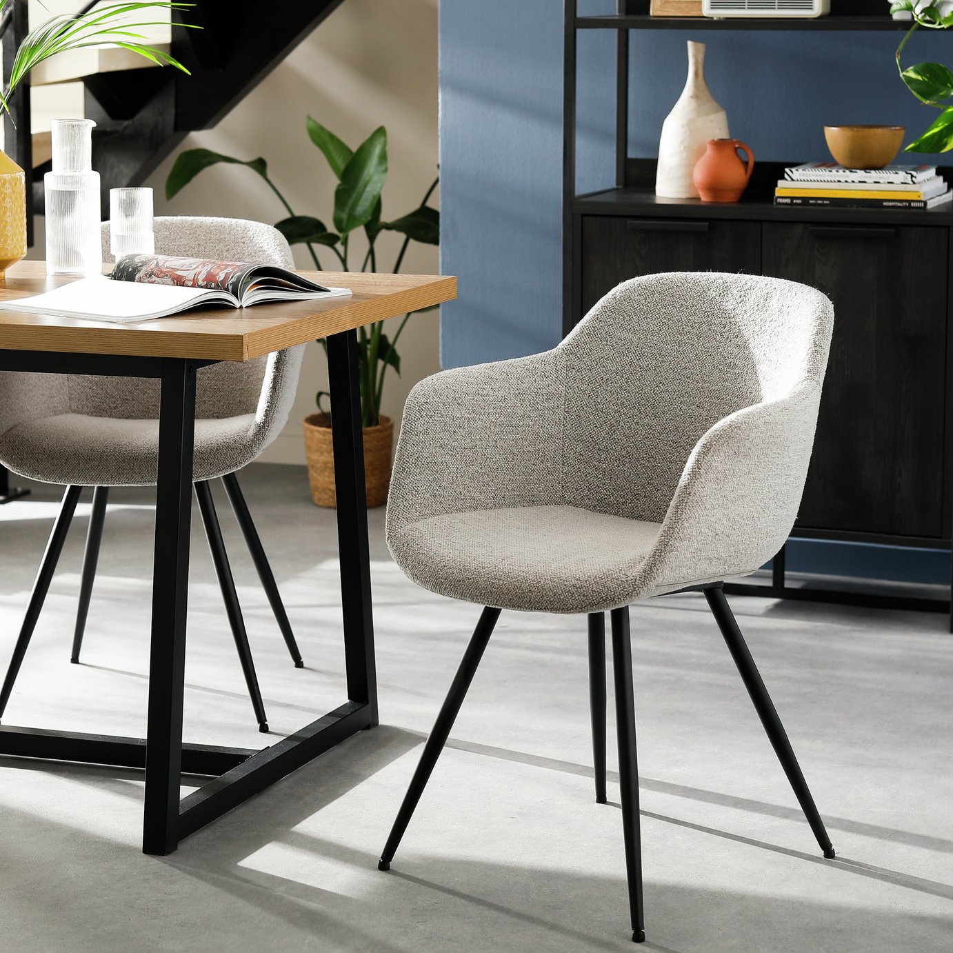 Habitat Noella Fabric Dining Chair - Natural