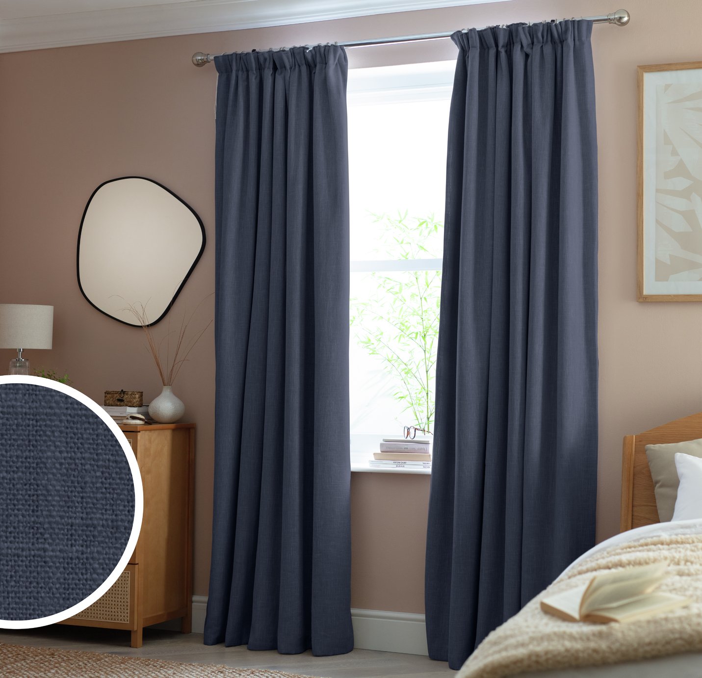Habitat Linen Look Blackout Pencil Pleat Curtain