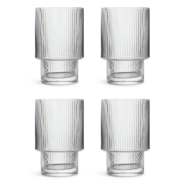 Buy Habitat Ribbed Set of 4 Tumbler Glasses | Drinking glasses and glassware | Argos