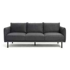 Habitat Moore Leather 4 Seater Sofa - Dark Grey