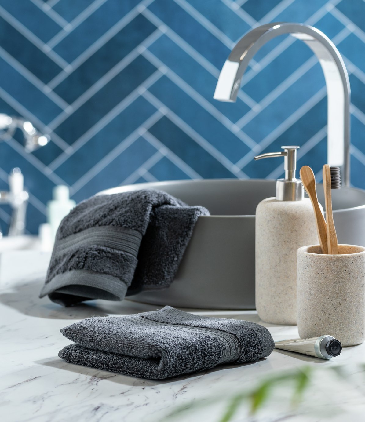 Habitat Egyptian Cotton 2 Piece Face Cloths - Slate Grey