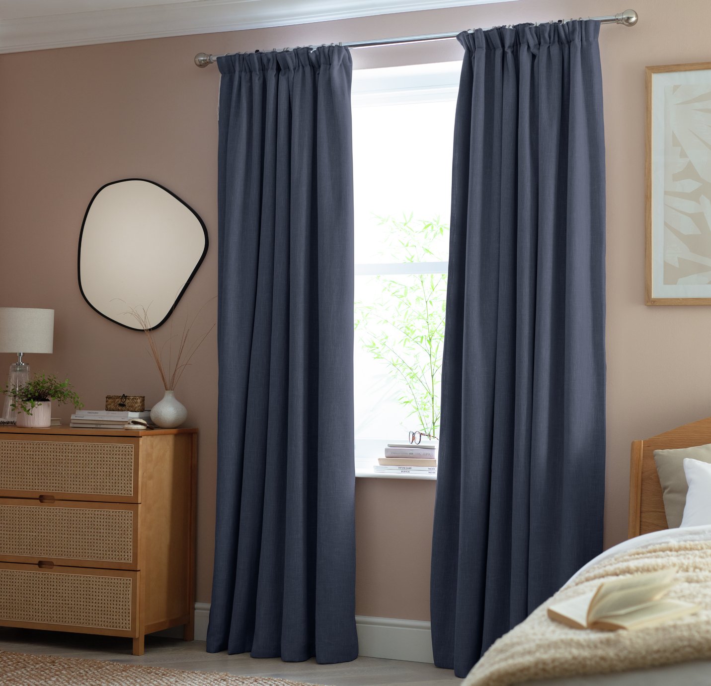 Habitat Blackout Pencil Pleat Curtains - Navy - 168x229cm