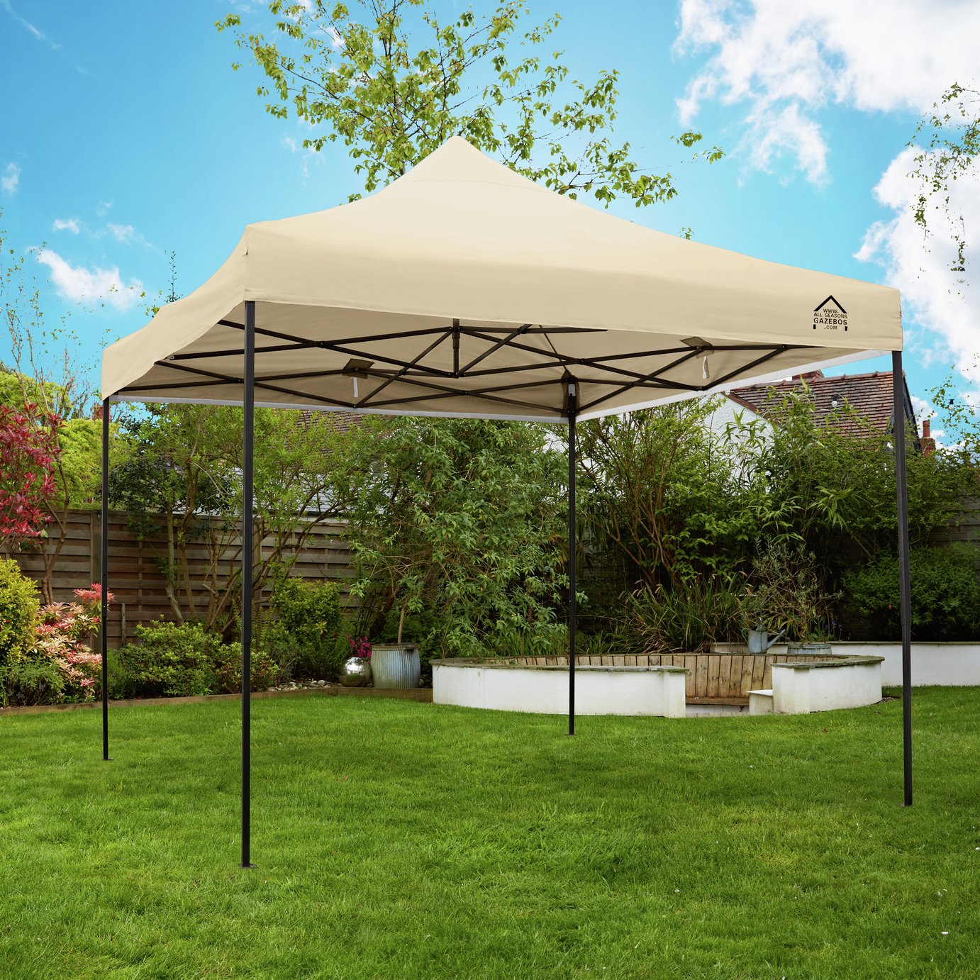 All Seasons 3m x 3m Pop Up Garden Gazebo - Beige