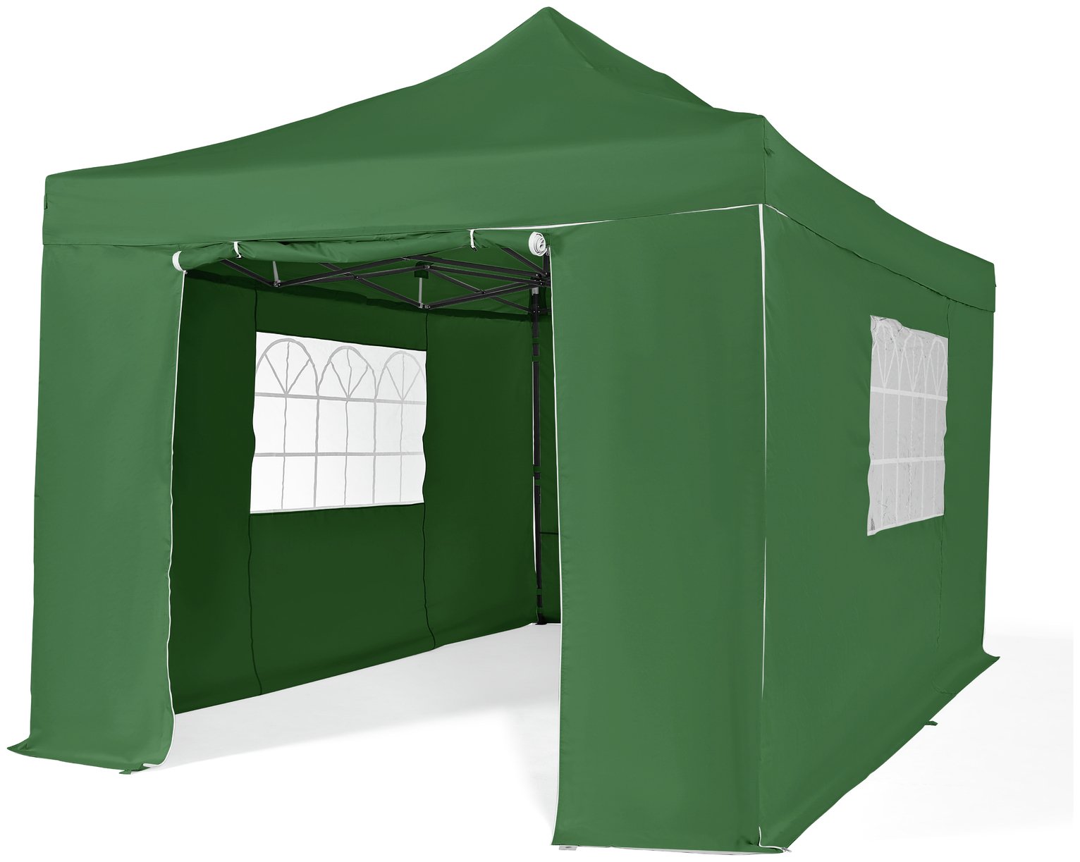 All Seasons 3mx4.5m Pop Up Garden Gazebo & Side Panels-Green