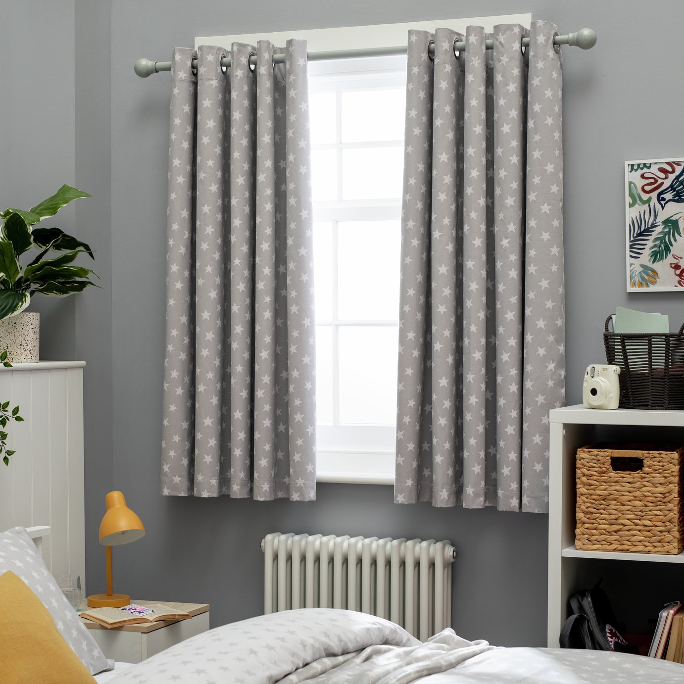 Habitat Kids Star Blackout Eyelet Curtain - Grey