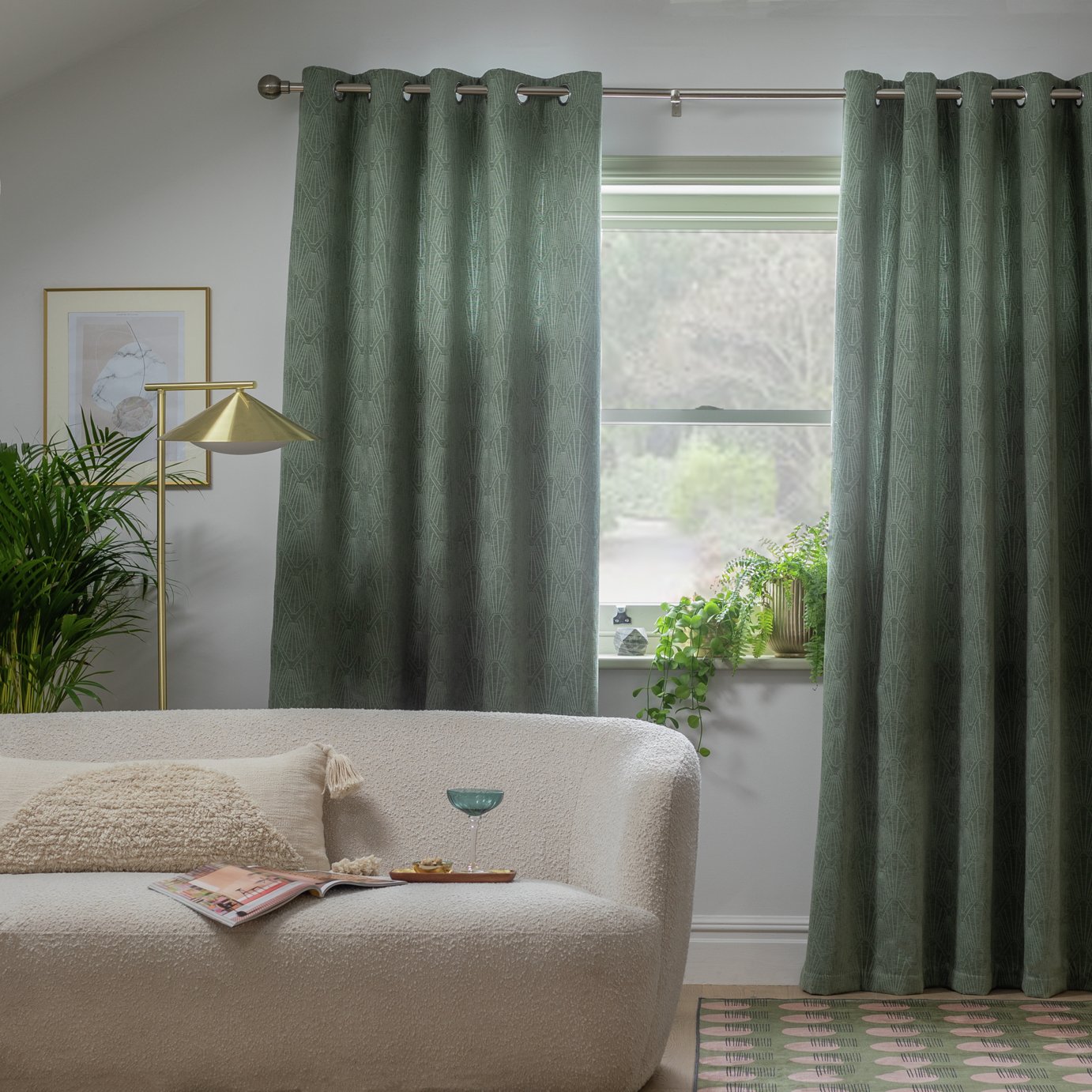 Habitat Thermal Eyelet Curtains - Green - 168x229cm
