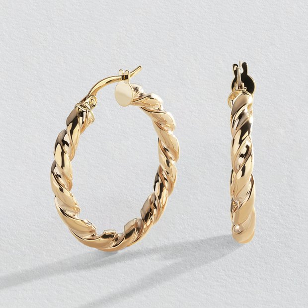 Solid gold deals twisted hoop earrings