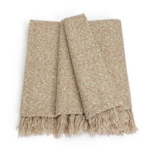 Brown, Charcoal and Off White Striped Plush Boucle Wool Knit