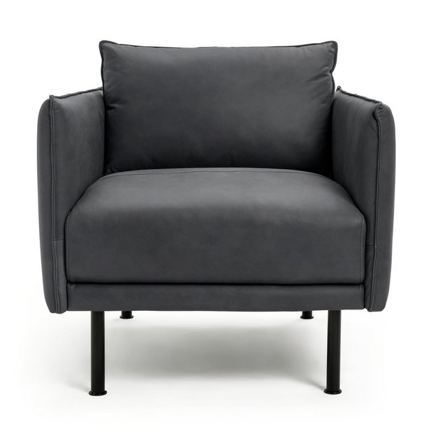 Buy Habitat Moore Leather Armchair Dark Grey Armchairs and