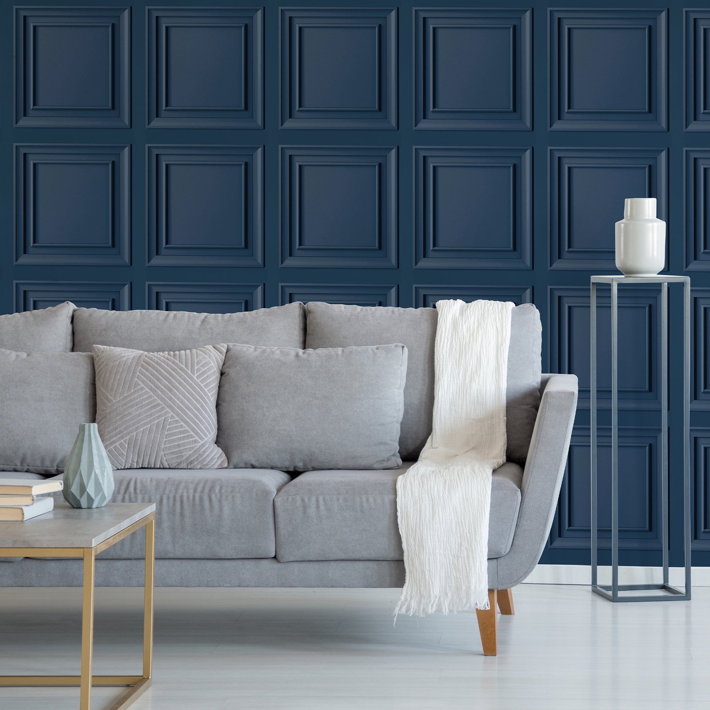 Fresco Wood Panel Blueberry Wallpaper