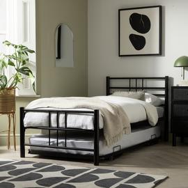 Argos Home Atlas Metal Guest Bed With 2 Mattresses - Black