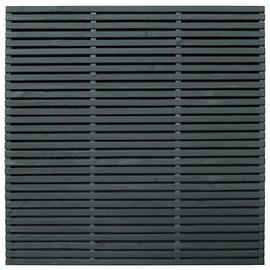 Forest Garden Double Slatted Fence Panel Grey x3
