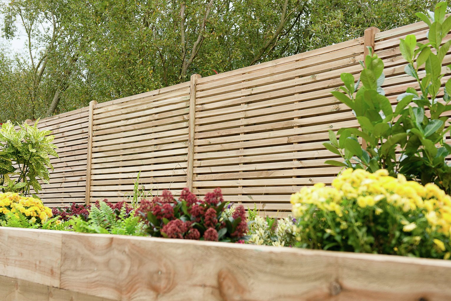 Forest Garden 6x6 Double Slatted Panel x3