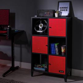 X Rocker Mesh-Tek Tall 6 Cube Storage Unit - Red and Black