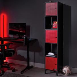 X Rocker Mesh-Tek Tall 5 Cube Storage Unit - Red and Black