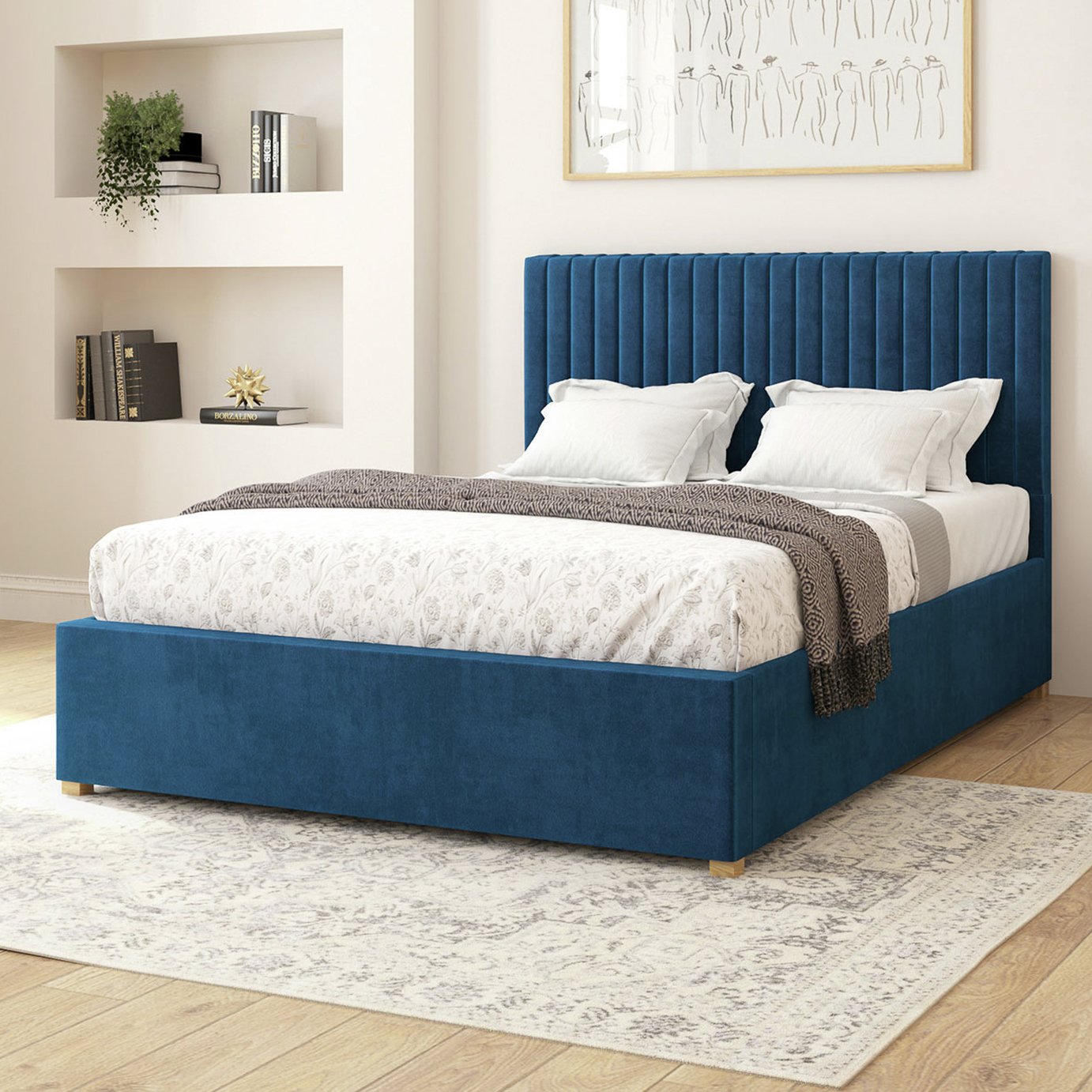 Aspire Grant Velvet Adjustable Bed Frame with Mattress