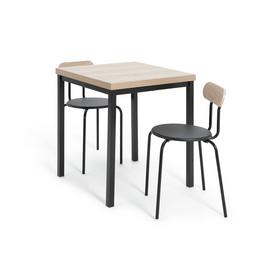 Habitat Zayn Wood Effect Dining Table & 2 Black Chairs